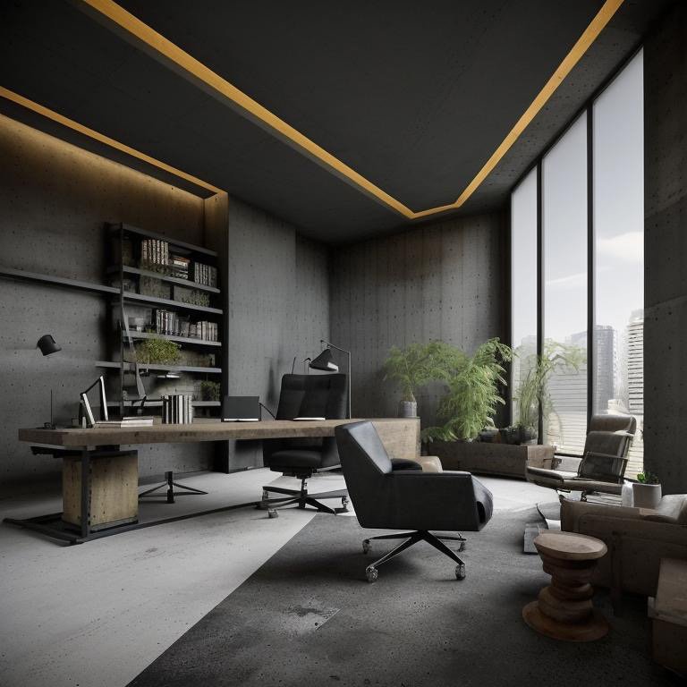 Brutalist interpretation emphasizing concrete materiality and spatial discipline