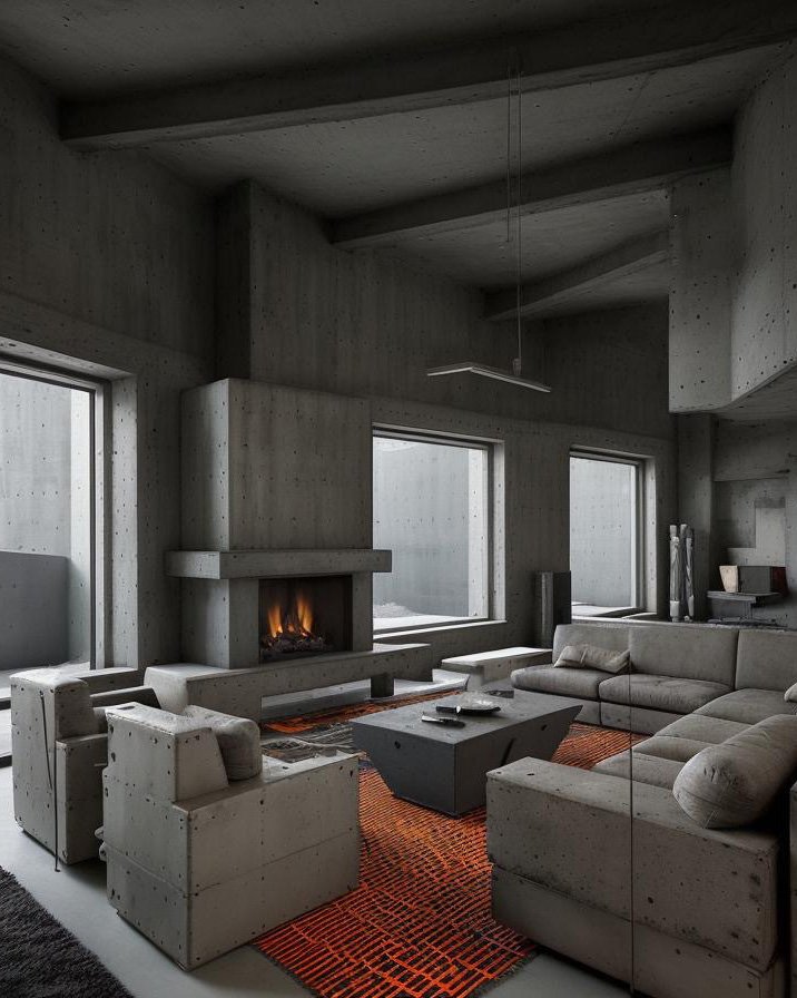 Interior space showcasing concrete architecture and spatial composition
