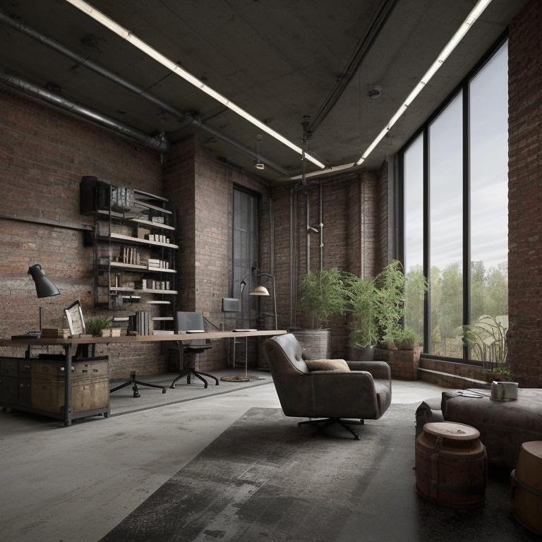 Industrial office detail emphasizing crafted materiality and refined proportion