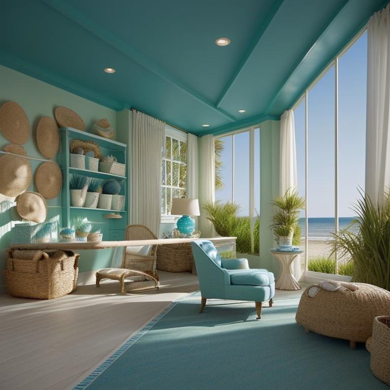 Coastal office with atmospheric light, soft neutrals, and weightless spatial character