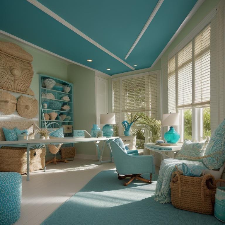 Coastal office showing atmospheric light quality and refined neutral palette