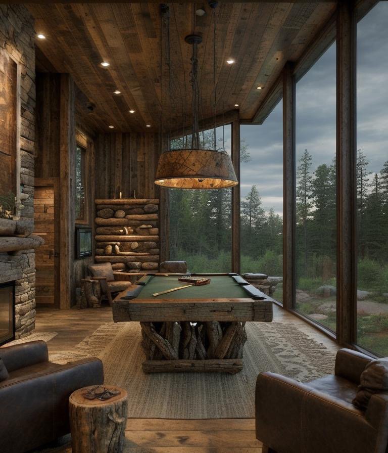 Primary bedroom with sculptural timber ceiling
