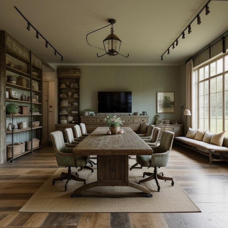 Boardroom overview showing architectural bones before design language application