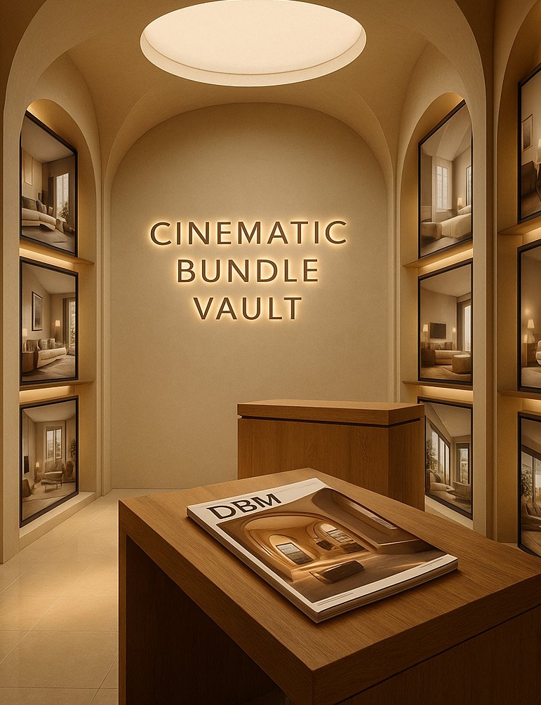 Cinematic Visual Bundle featuring an arched alcove design in luxury aesthetic