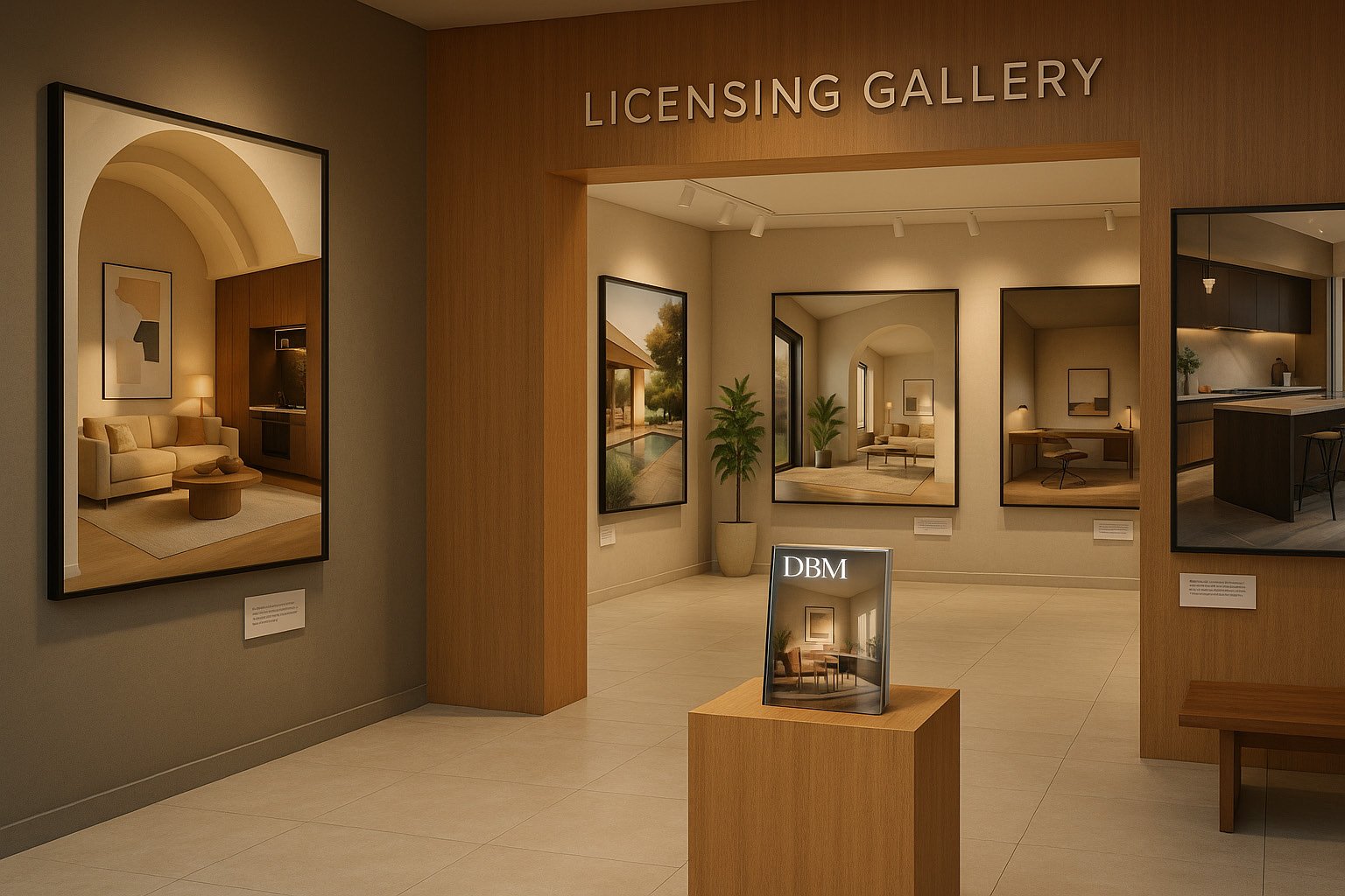 Licensing Gallery showing exhibition-quality product display presentation