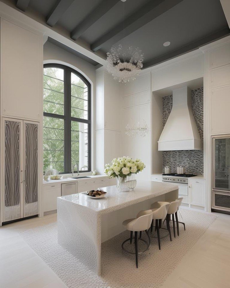 Chic Contemporary kitchen with minimal cabinetry and clean geometry