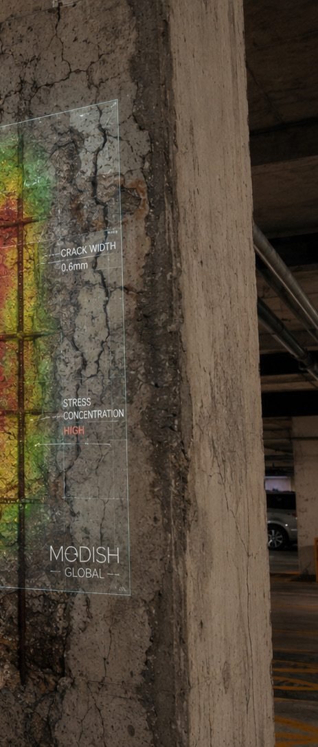 A rendered cross-section of the cracked structural core